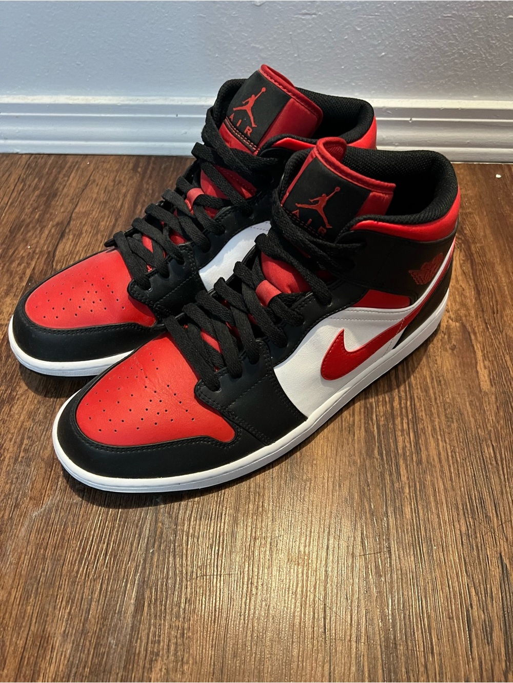 Air Jordan Men’s Mid Top Make Sneakers — Red/Black/White